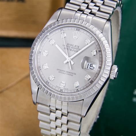 rolex datejust rhodium grey|Rolex 36mm Datejust with diamonds.